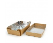 Фольгований контейнер для суші 200*140*50, крафт/срібло