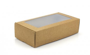 коробка из крафт-картона, прямоугольная коробка с окошком, упаковка для сладостей, тара для печенья, коробка для замороженных продуктов, прочная коробка с ламинацией, упаковка для готовой еды